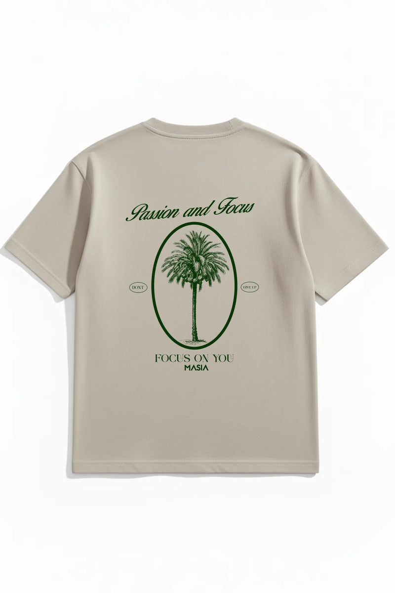 Passion And Focus T-Shirt Beige Oversized